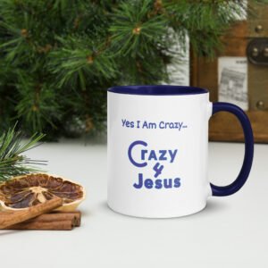 Blue Mug with Color Inside – Faith-Inspired Ceramic Coffee Cup